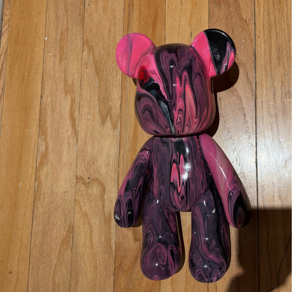 KAWS Pink and Black Swirl Art Figure